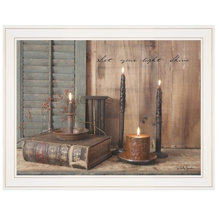 Homeroots Let Your Light Shine 4 White Framed Print Wall Art 404625