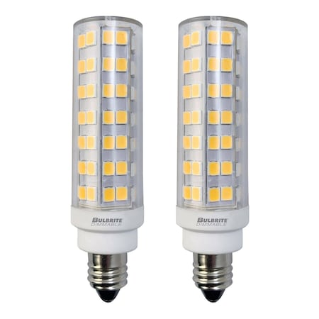 Bulbrite 60-Watt Equivalent Dimmable Clear Mini T6 Candelabra E11 LED Mini Light Bulb, 3000K, 2PK 862641