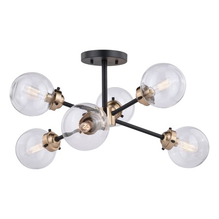 Vaxcel Orbit 25-in W Bronze Gold Industrial Sputnik Semi Flush Mount Ceiling Light Clear Glass C0193