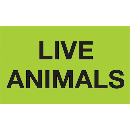 Tape Logic Tape Logic Labels, "Live Animals", 3" x 5", Fluorescent Green, 500/Roll DL3411