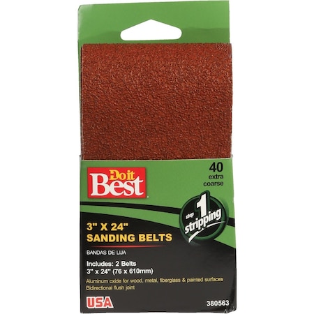 Do It Best 3''x24'' 40 Grit Heav-Duty Sanding Belt, 2PK 380563