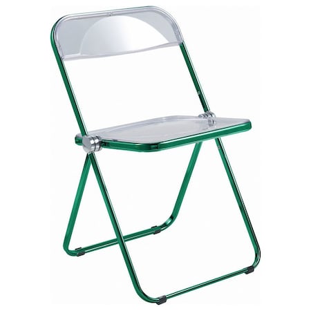 Leisuremod Lawrence Acrylic Folding Chair with Green Metal Frame, Green LFCL19G