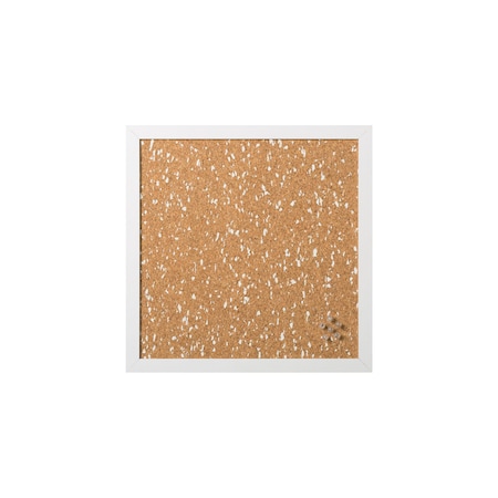 Mastervision White Speckled Cork Bulletin Board, White MDF Frame, 18" X 18" SF2414116616