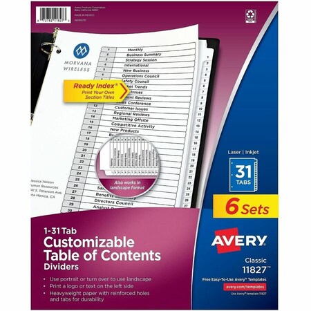Avery TAB, NUMERIC, WH, 6/ST, WHT 11827