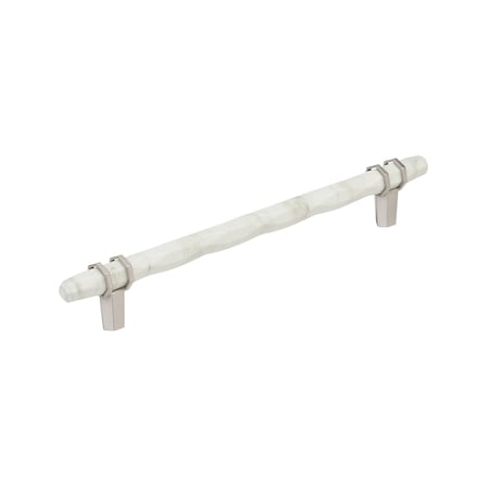 Amerock Carrione 8 inch 203mm Center-to-Center Marble White/Satin Nickel Cabinet Pull BP36663MWG10