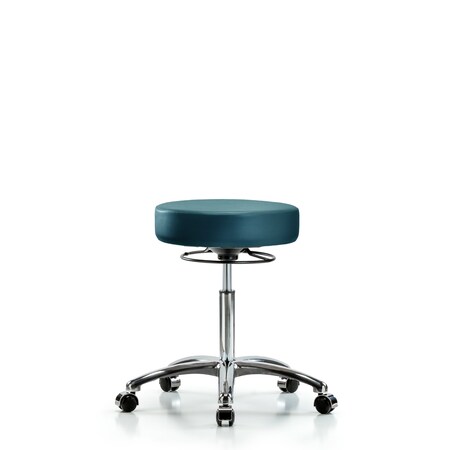 Blue Ridge Ergonomics Vinyl Stool, Chrome, Med Bench, Casters, Royal BR-VMBSO-CR-NF-CC-8801
