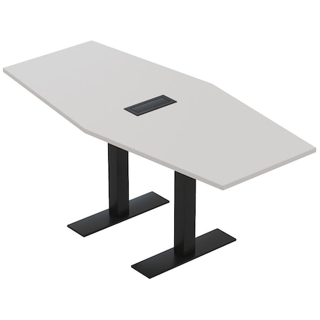 Skutchi Designs 6ft Conference Table With Power Unit | 6 Person Modular Hexagon Meeting Table | Harmony Series HAR-HEX.IR-36X72-T.BK-U779-EBLK