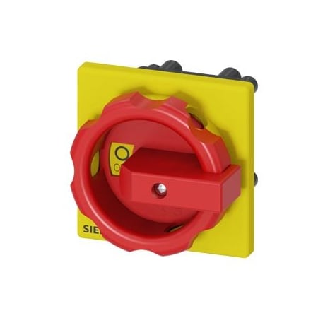Siemens rotary operating mechanism, red / yellow 66x66 mm Front plate mounting Central 3LD9344-5C