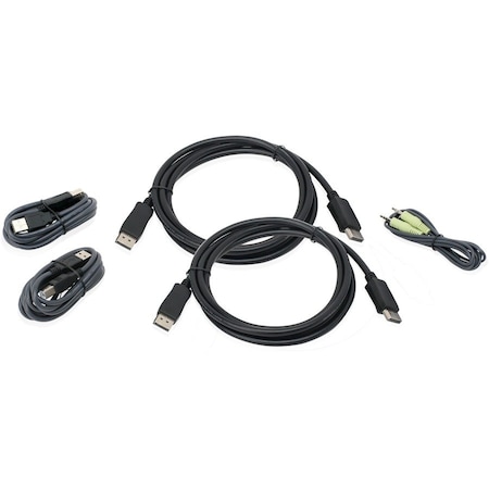 Iogear 6 Ft. Dual View DisplayPort, USB KVM Cable Kit with Audio (TAA) G2L9202UTAA3