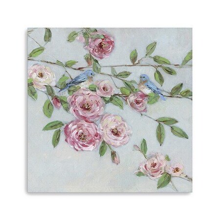 Homeroots Small Pretty Pink Blooms Canvas Wall Art 398906