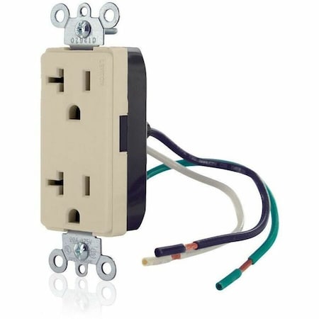 Leviton Leaded Dup Rec 20A 125V Self-Gr Ivo 16352-CI