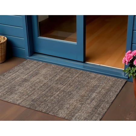 Homeroots 3' X 5' Coffee And Ivory Geometric Washable Indoor Outdoor Area Rug 605584