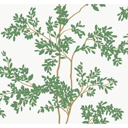 York Wallcoverings Lunaria Silhouette White and Green Wallpaper BL1801