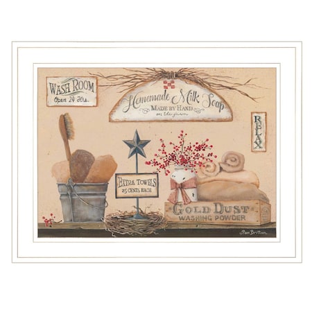 Homeroots Wash Room 2 White Framed Print Bathroom Wall Art 406794