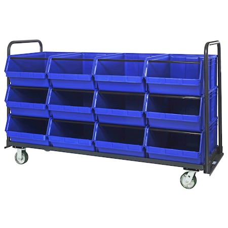 Quantum Storage Systems MAGNUM TOTE TRUCK 30 X 42 WITH BINS BLUE MTT-3042-743BL