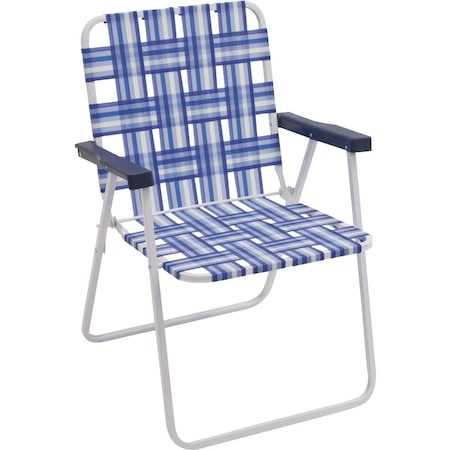 Rio Brands Blue & White Polyester Web Steel Frame Folding Chair BY055-0128PK6