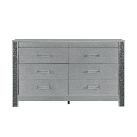 Homeroots 62" Silver Wood Six Drawer Double Dresser 633706