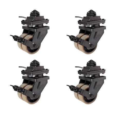 Mytee Products 8in ISO Shipping Container Double Caster Wheels with Brakes 11000 lbs WLL, 4PK CTL-CasterDBL-5Tx4