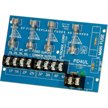 Altronix Power Dist Module 4 Output Fuse PD4UL
