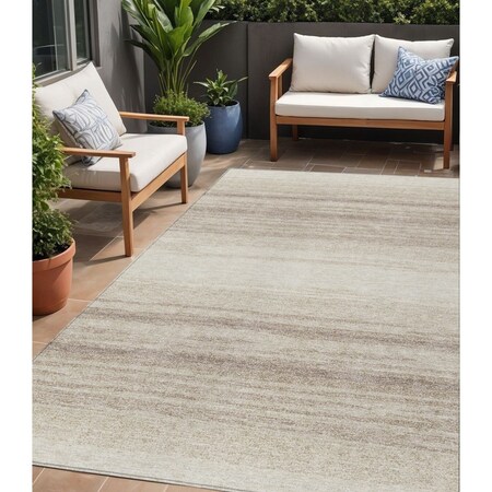 Homeroots 5' X 8' Ivory And Beige Abstract Washable Indoor Outdoor Area Rug 599971