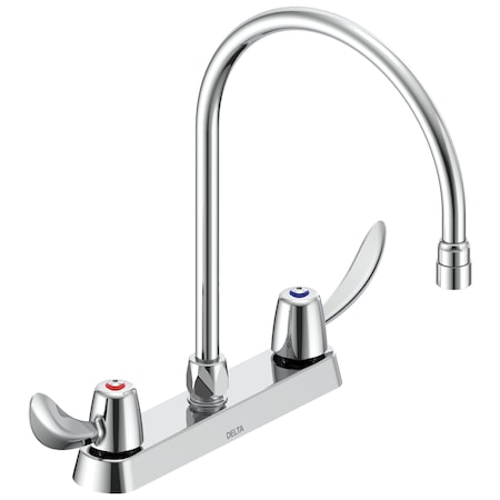 Delta Commercial 26C3 Two Handle 8 In Cast Deck-Mount Faucet In Chrome 26C3922-R7