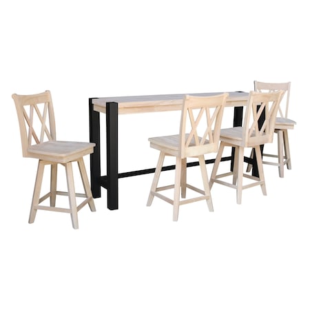 Whitewood Industries Rectangular Fixed Top Tables, 72 in W, 36 in L, 16 in H, Parawood, Unfinished/Black K-1672-36-S202SW-4