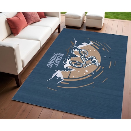 Homeroots 4' X 5' Blue Indoor Outdoor Area Rug 573583