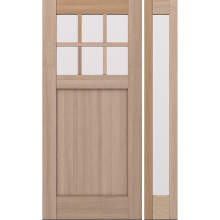 Doornmore CRF-P1G6, 51.5" x 82" ( 36" Door + 12" Side) Left Hand, Mahogany SDL 6 Lite Exterior Door CRF-P1G6-SW-3680-G101-SL_1-1_LI