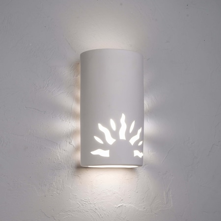 Luxury Lighting Asavva 13 in Tall Half Sun Ceramic Outdoor Wall Light, Paintable White Bisque, 2PK (2) 411-33A-W-ud-7-17