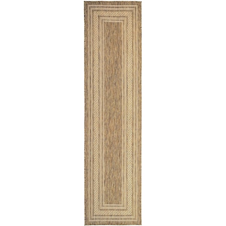 Homeroots 8' Natural Geometric Indoor Outdoor Runner Rug 572730