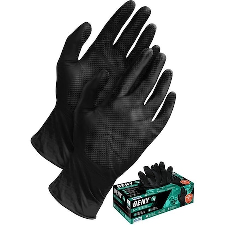 Bdg DENY, Disposable Gloves, 6 mil Palm, Nitrile, Powder-Free, 3XL, 50 PK, Black 99-1-6800-X3L