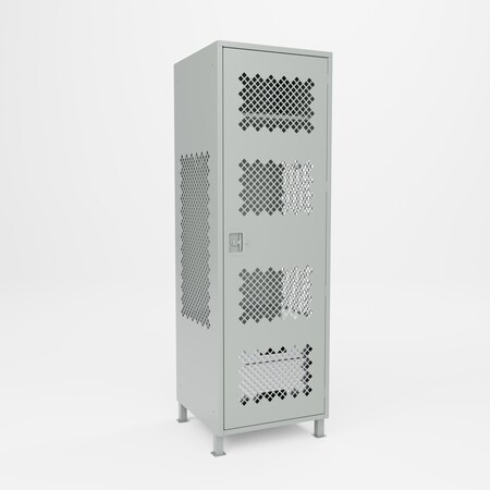 Pucel Athletic Gear Locker, 24 in W x 72 in H x 24 in D, 2 Drawers, Perforated Door, 4 in Legs, Gray GL-2472-24-DR2-DL