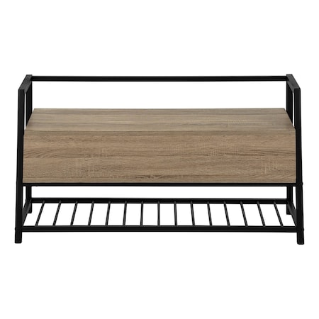 Homeroots 42in Taupe and Black Metal Storage Bench with Flip Top 489778