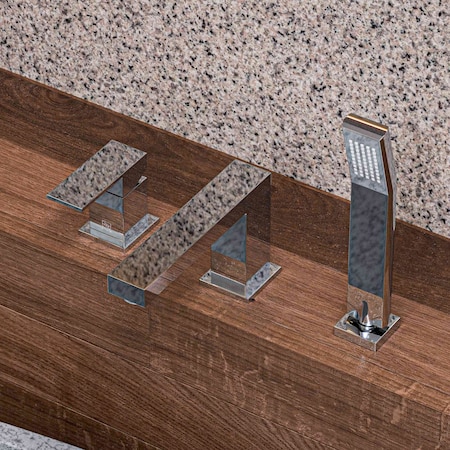 Alfi Brand Polished Chrome Deck Mount Tub Filler and Square Hand Held Shower Head AB2322-PC