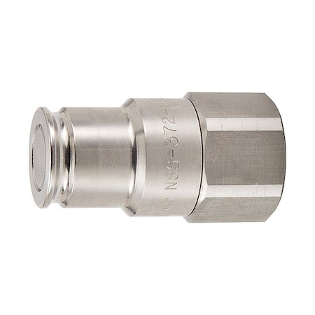 Parker Nose Piece Assembly Coupling, Stainless Steel Body, Push-to-Connect Lock, 9/16"-18 Thread Size NSS-372-6FO-D