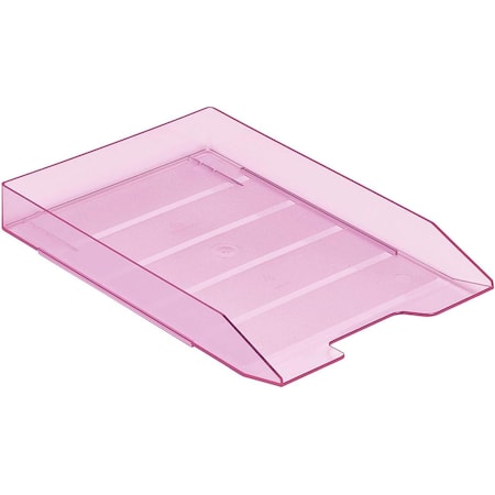 Acrimet Stackable Letter Tray Front Load Letter Size Document Organizer Plastic Clear Pink 1 Unit 211.8