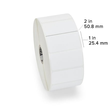 Zebra Zebra Thermal Transfer Label, Polypropylene, 2" x 1", PolyPro 3000T, 1" Core, 2,100 labels/Roll, 8PK 17154