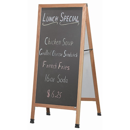 Aarco Extra Large A-Frame Sidewalk Board, Black Composition Chalkboard Solid Red Oak Frame, 68''Hx30''W LA1B