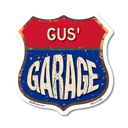 Signmission Gus's Garage, 12 Inch X 12 Inch, Aluminum Metal Sign SHI-A-12-383-GUS