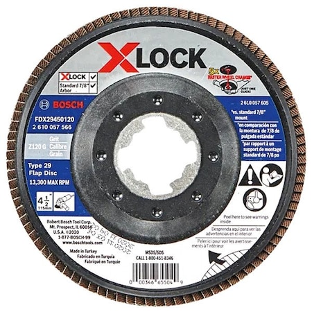 Bosch Flap Disc, 4 1/2 in dia., Zirconia Alumina FDX29450120