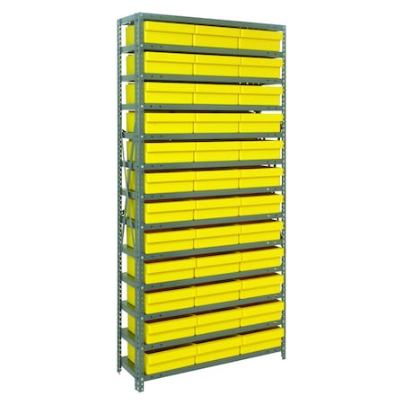 Quantum Storage Systems 13 SHELF OPEN UNIT WITH 36 YELLOW BINS 1275-801YL