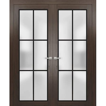 Sartodoors Solid French Double Doors Frosted Glass Planum 2122 72x96 (2* 36x96) Solid Core Modern Interior PLANUM2122DD-CA-72 x 96 (2* 36x96)-Butterfly
