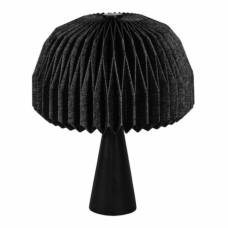 Jonathan Y Sylvie 16" Modern Minimalist Paper Pleated Shade Mushroom Accent LED Table Lamp, Black JYL9106A