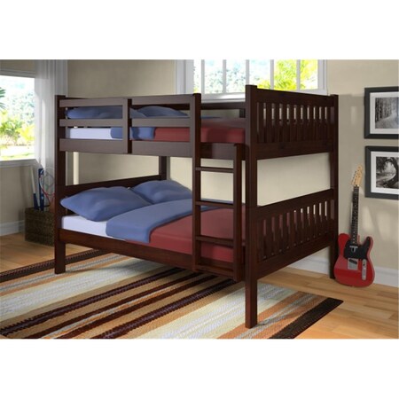 Fixturesfirst PD-1015-3CP Full Over Full Mission Bunk Bed in Dark Cappuccino FI27678