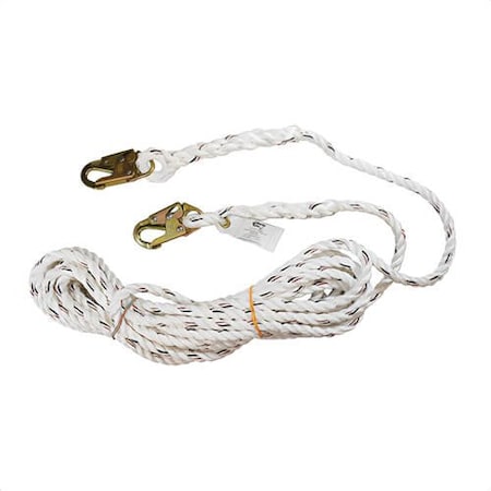 Liberty Line 50 ft Rope Grab and Vertical Lifeline, White Polydac Rope, Fall Arrest, Snap Hook Ends FAL28013