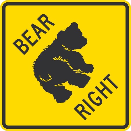 Lyle Bear Right Crossing Symbol, 24x24, Non-Reflective, Yellow G-13382-NA_24x24
