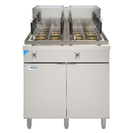 Koolmore Commercial 22 Gallon Natural Gas Stainless Steel Pasta Cooker With 12 Baskets and 140,000 BTU KM-PC12-NG