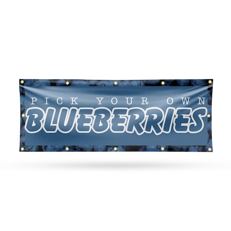 Signmission Pick Your Own Blueberries, 48 Inch x 120 Inch, Vinyl Banner B-120-30789