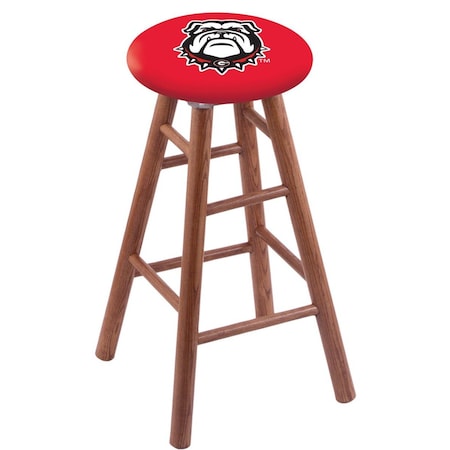 Holland Bar Stool Co Oak Bar Stool, Medium Finish, Georgia "Bulldog" Seat RC30OSMed