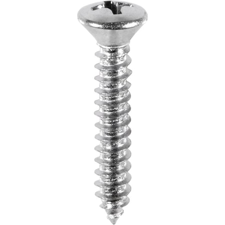 Auveco #8 X 1 PHILLIPS OVAL HEAD TAP SCREW CHROME, 100PK 2713